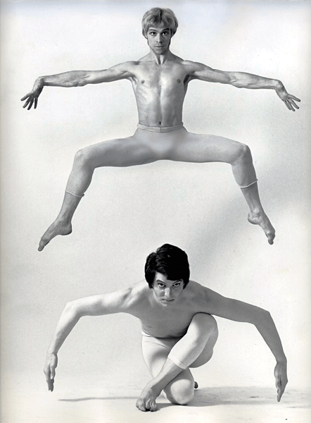 Ulf Gadd och Conny Borg. Repetitionsbild New Swedish Ballet 1970.